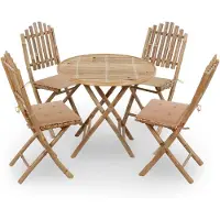 vidaXL Salon de jardin 5 pièces avec coussins Pliable Bambou