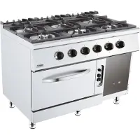 CombiSteel Plaque de cuisson à gaz Base 700, 6 brûleurs, avec four à gaz