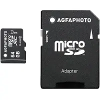 Agfa , Carte mémoire flash (microSDXC avec adaptateur SD inclus), 64 Go, microSDXC UHS-I 646548