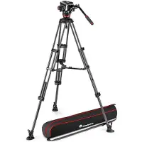 Manfrotto 504x Ball Head With Twin Carbon Tripod And Central Stabilizer Noir