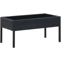 vidaXL Table de jardin noire 75x40x37 cm Poly rotin
