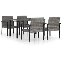 vidaXL Ensemble de jardin 5 pièces Poly rotin gris