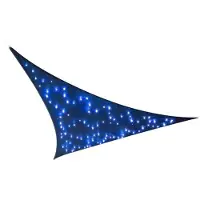 Perel Voile d'ombrage avec 100 LED, ciel étoilé, auvent pour terrasse de jardin, toile d'ombrage, perméable à l'eau, 90 % protection UV, 3 anneaux en acier inoxydable, 3,6 x 3,6 x 3,6 m, 180 g/m²,