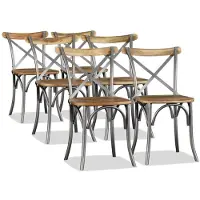 vidaXL Chaises de salle à manger 6 pcs. Bois de manguier massif et dossier croisé en acier