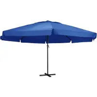 vidaXL parasol d'extérieur avec mât en aluminium 600 cm bleu azur