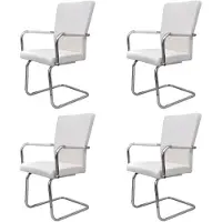 vidaXL Chaise cantilever 4 pcs. Blanc Similicuir