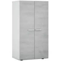 Habitdesign Meuble D'entrée - Meuble A Chaussure - 2 Portes - Décor Effet Béton - L55 X P36 X H103 Cm - Star