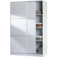 Dmora - Armoire 2 portes coulissantes blanc brillant H200 cm - NINO