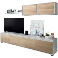 Habitdesign Meuble TV 4 portes avec étagère murale 2 portes L200 cm