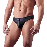 Svenjoyment Underwear - string homme zippé strass - effet brillant - noir - XL