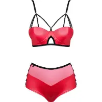 Obsessive Ensemble soutif effet cuir Leatheria (rouge) - S/M