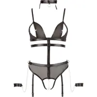 Cottelli collection Bondage - body ouvert à sangles et chaînes - noir - XL