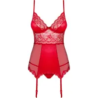 Obsessive Lovica - haut porte-jarretelles en dentelle et string (rouge)