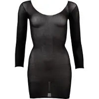 NO:XQSE - combinaison résille noire, à manches longues et transparente (Taille S-L)