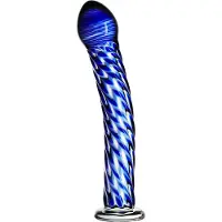 Icicles No. 29 - gode spiral pour pénis - verre bleu
