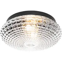 QAZQA Plafonnier classique noir avec verre fumé 30 cm IP44 - Nohmi