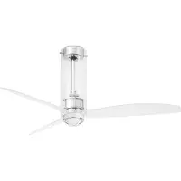 Faro Tube - ventilateur de plafond avec lumière et télécommande - Ø 128 cm - 17W LED inclus - chrome et transparent