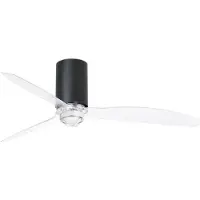 Faro Mini Tube - ventilateur de plafond avec lumière et télécommande - Ø 128 cm - 17W LED inclus - noir mat et transparent