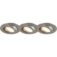 QAZQA Set de 3 spots encastrés en acier avec LED IP44 - Relax LED