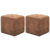 vidaXL Tables de chevet 2 pcs Marron 30x30x30 cm Similicuir daim