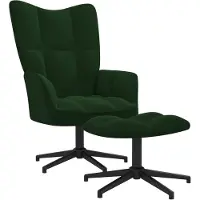 vidaXL Fauteuil relax avec pouf vert foncé velours