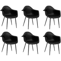 vidaXL Chaises à manger lot de 6 noir PP