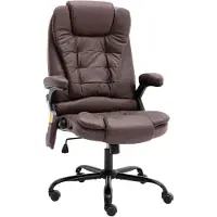 vidaXL Chaise de bureau avec fonction massage Marron foncé aspect daim