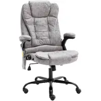 vidaXL Chaise de bureau avec fonction massage gris clair aspect daim