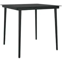 vidaXL Table de jardin noire 80x80x74 cm acier et verre