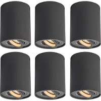 QAZQA Lot de 6 spots gris foncé orientables et inclinables - Rondoo Up