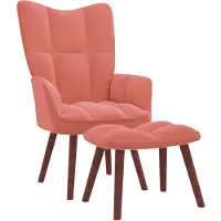 vidaXL Fauteuil relax avec pouf rose velours