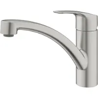 GROHE Mitigeur monocommandé pour évier EUROSMART 1/2 pouce, bec plat supersteel