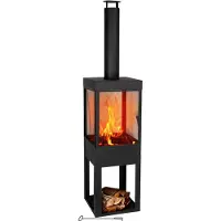 Bbq collection Poêle de terrasse avec cheminée Cheminée de jardin avec pare-étincelles - Foyer pour le jardin ou la terrasse - Acier carbone