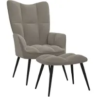 vidaXL Fauteuil relax avec pouf gris clair velours