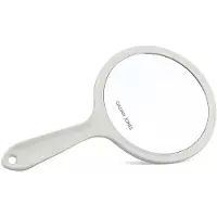 Uniq Miroir à main double face , rond, blanc - Miroir de maquillage avec grossissement x2 et vue normale, diamètre 14 cm