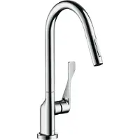 Hansgrohe Robinet de cuisine monocommande AXOR Citterio, modèle 250, avec douchette extractible EcoSmart, finition chrome