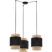 TK Lighting Lustre BOHO noir 3xE27x15W en osier / rotin / paille, dimensions : 130x70x70 cm, IP20, TK-Lighting