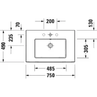 Duravit Meuble vasque WHITE TULIP avec lavabo et robinetterie 1 trou 750x490mm blanc (490 mm, 750 mm)