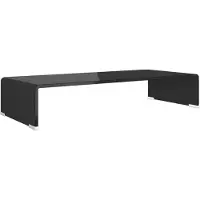 vidaXL Table TV/rehausseur d'écran verre noir 70x30x13 cm