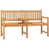 vidaXL Banc de jardin 3 places avec table 150 cm bois massif teck