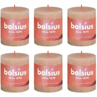 Bolsius Bougies pilier rustiques Shine 4 pcs 80x68 mm Rose brumeux