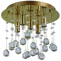 Ideal Lux Plafonnier contemporain Moonlight Metal-Crystal Gold 5 Lights G9 3W 3000K