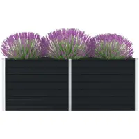vidaXL Lit surélevé 160 x 80 x 45 cm Acier galvanisé anthracite