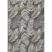 FRAAI Tapis d'extérieur | Malta Leaves Noir | 140x200cm | Noir | Rectangulaire | Tapis d'extérieur