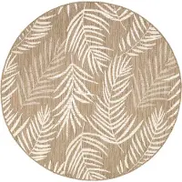 FRAAI Tapis d'extérieur rond - Malta Leaves Naturel | Ø 200 cm | Rond |