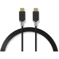 Nedis Câble USB | USB 3.2 Gen 1 | USB-C mâle | USB-C mâle | 60 W | 4K@60Hz | 5 Gbps | Plaqué or | 2,00 m | Rond | PVC | Noir | Boîte