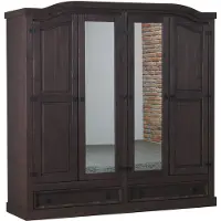 Ebuy24 New Mexico Armoire 4 portes avec 2 portes miroir, 2 portes pleines et 2 tiroirs, largeur 194 cm, hauteur 193 cm, finition style colonial.