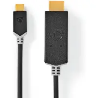 Nedis Adaptateur USB-C | USB 3.2 Gen 1 | Connecteur USB-C mâle | Connecteur HDMI | 4K à 60 Hz | 1,00 m | Ronde | Plaqué or | PVC | Anthracite | Boîte