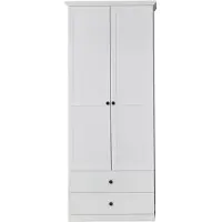 Ebuy24 BrandsonBaxter Armoire 2 portes, 2 tiroirs, 5 tablettes de rangement, blanc.