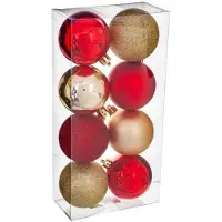 Atmosphera Déco de sapin Lot de 8 Boules de Noël D 7 cm - Rouge et Or